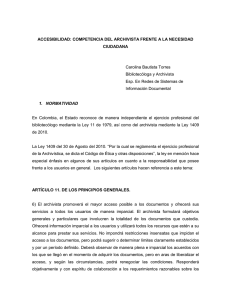 ACCESIBILIDAD: COMPETENCIA DEL ARCHIVISTA FRENTE A LA