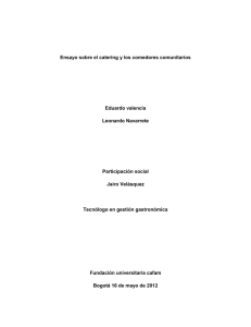 Ensayo sobre el catering y los comedores comunitarios