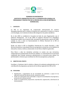 TERMINOS DE REFERENCIA ASISTENTE ADMINISTRATIVA DE LA COORDINACIÓN GENERAL DE