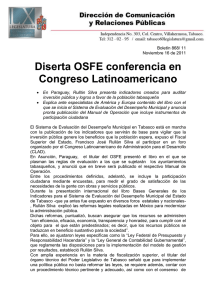 Diserta OSFE conferencia en Congreso Latinoamericano (Boletin