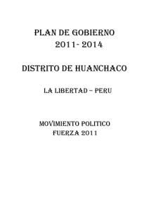 PLAN DE GOBIERNO 2011- 2014  DISTRITO DE HUANCHACO