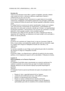 Código de Etica Profesional, 1991 - Colegio de Trabajadores Sociales
