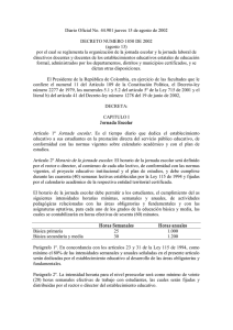 Decreto 1850 de 2002 Por el cual se reglamente la organizaci n de la jornada escolar y la jornada laboral de los docentes