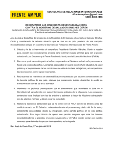 SECRETARÍA DE RELACIONES INTERNACIONALES  +(506) 8450-1496 RECHAZAMOS LAS MANIOBRAS DESESTABILIZADORAS