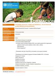 PROGRAMA APÚNTATE: FORMACIóN PRESENCIAL. VOLUNTARIOS DE ALDEAS INFANTILES SOS (GRANADA)