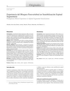 Originales Experiencia del Bloqueo Paravertebral en Sensibilización Espinal Segmentaria