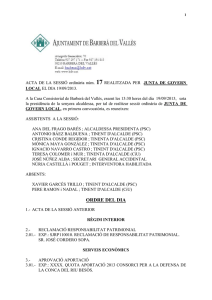 Acta de la Junta de Govern Local núm. 17 del 19 de setembre de 2013