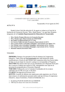COMISIÓN DEPARTAMENTAL DE EDUCACIÓN – TACUAREMBÓ Tacuarembó, 01 de Agosto de 2012