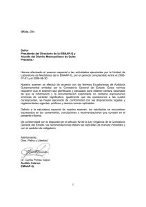 EXAMEN ESPECIAL A LAS ACTIVIDADES EJECUTADAS POR LA UNIDAD DE LABORATORIO DE MEDIDORES DE LA EMAAP-Q (10-09-2009)