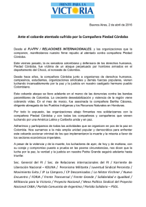 Ante el cobarde atentado sufrido por la Compañera Piedad Córdoba