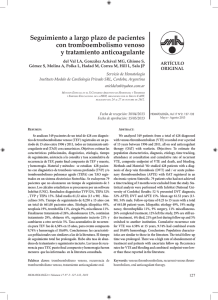 Seguimiento a largo plazo de pacientes con tromboembolismo venoso y tratamiento anticoagulante ARTÍCULO