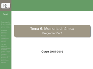 Tema 6: Memoria dinámica Programación 2 Tema 6 Organización