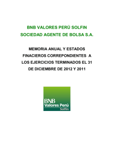 BNB VALORES PERÚ SOLFIN SOCIEDAD AGENTE DE BOLSA S.A.