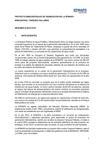 PROYECTO MINICENTRALES DE GENERACION EN LA EPMAPS MINICENTRAL TANQUES PALLARES RESUMEN EJECUTIVO