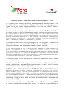 Declaración  del FSP y el PIE en el marco... El II Encuentro de Jefes de Estado y de Gobierno... Comunidad de Estados de América Latina y el Caribe será...