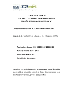 (Consejo de Estado, Sección Segunda, Sentencia 11001032500020120040200 (15592012), oct. 20/14, C. P. Alfonso Vargas Rincón)