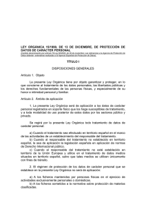 Ley Orgánica 15/1999, Protección de Datos de Carácter Personal