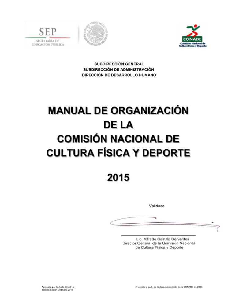 Manual De Organizacion De La Comisi N Nacional De Cultura F Sica Y Deporte