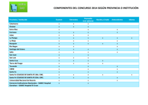 COMPONENTES DEL CONCURSO 2014 SEGÚN PROVINCIA O INSTITUCIÓN