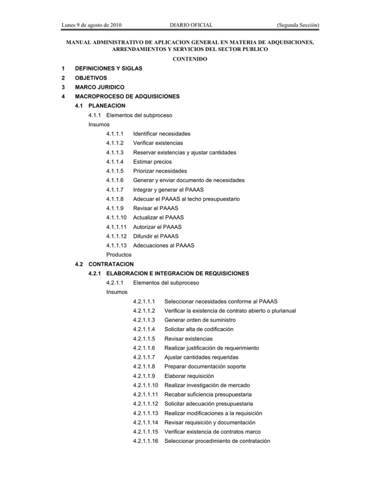 Manual Administrativo De Aplicaci N General En Materia De Adquisiciones