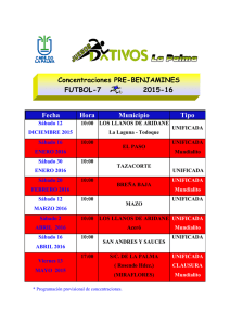 CALENDARIO CONCENTRACIONES FUTBOL 7 PREBENJAMIN 2015-16