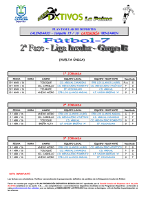 Calendario Futbol 7 Benjamin-2º Fase GRUPO-B 2015-16