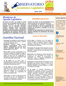 Descargar el Boletín Monitoreo de Agenda Legislativa Enero 2013