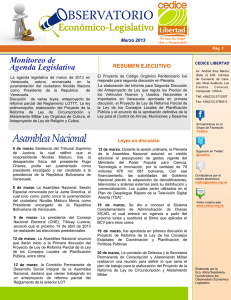 Monitoreo de Agenda Legislativa RESUMEN EJECUTIVO Marzo 2013