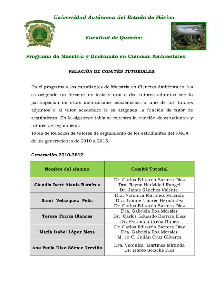 Programa de Maestría y Doctorado en Ciencias Ambientales Facultad de