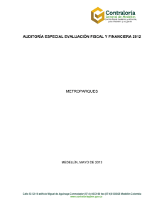 Evaluacion Fiscal Y Financiera METROPARQUES 2012