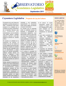 Septiembre 2011 Proyecto de Ley de Cultura