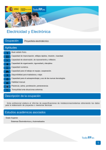 Electricidad y Electrónica Ocupación Aptitudes Proyectista electrotécnico