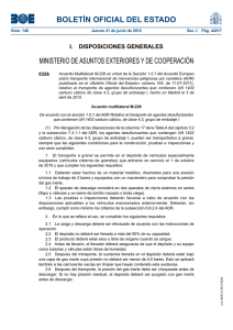 Acuerdo Multilateral M-226 en virtud de la Sección 1.5.1 del Acuerdo Europeo sobre transporte internacional de mercancías peligrosas por carretera (ADR) (publicado en el Boletín Oficial del Estado número 164, de 11-07-2011), relativo al transporte de agentes desulfurizantes que contienen UN 1402 carburo cálcico de clase 4.3, grupo de embalaje I , hecho en Madrid el 3 de abril de 2012.