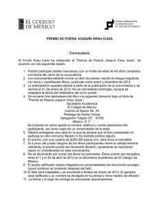 El  Fondo  Xirau  Icaza  ha ... acuerdo con las siguientes bases: PREMIO DE POESÍA JOAQUÍN XIRAU ICAZA
