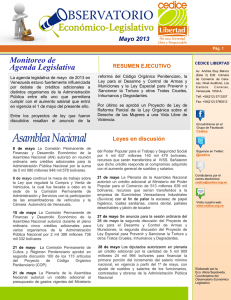 Monitoreo de Agenda Legislativa Mayo 2013 RESUMEN EJECUTIVO