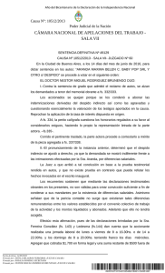 CÁMARA NACIONAL DE APELACIONES DEL TRABAJO - SALA VII Causa N°: 10512/2013