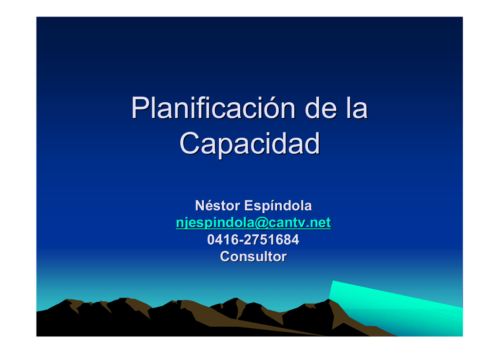 Planificacion De La Capacidad Ppt