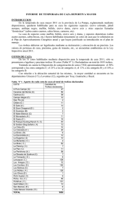 Informe de Temporada de Caza Deportiva Mayor Año 2011