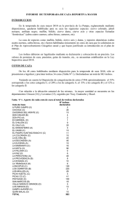 Informe de Temporada de Caza Deportiva Mayor Año 2010
