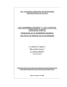 LAS ANORMALIDADES Y LOS COSTOS - TERCERA PARTE