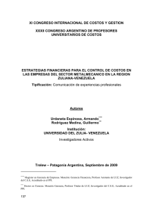 Estrategias financieras para el control de costos en las empresas del sector metalmecánico en la región zuliana, Venezuela