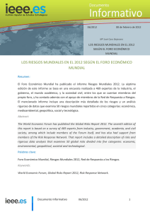 Informativo Documento LOS RIESGOS MUNDIALES EN EL 2012 SEGÚN EL FORO ECONÓMICO MUNDIAL