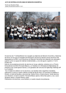 43 alumnos de 1º de Bachillerato han recogido sus diplomas... de Honor con los que la Consejería de Educación reconoce...