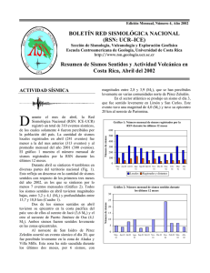 Reporte sismos y volcanes, Abril 2002.