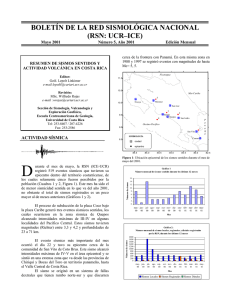 Reporte sismos y volcanes, Mayo 2001.