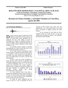 Reporte sismos y volcanes, Agosto 2001.