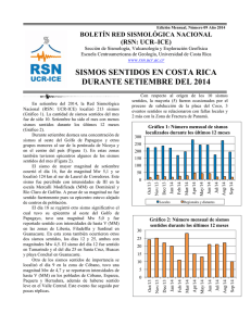 Reporte sismos sentidos, Septiembre 2014.