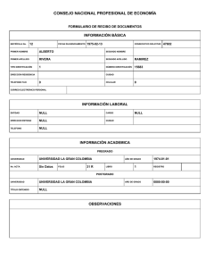 CONSEJO NACIONAL PROFESIONAL DE ECONOMÍA INFORMACIÓN BÁSICA FORMULARIO DE RECIBO DE DOCUMENTOS 12