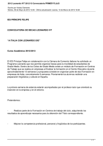 2012 Leonardo IVT 2012/13 Convocatoria PRIMER FLUJO