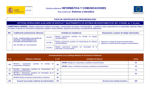 IFCT0108 OPERACIONES AUXILIARES DE MONTAJE Y MANTENIMIENTO DE SISTEMAS MICROINFORMÁTICOS